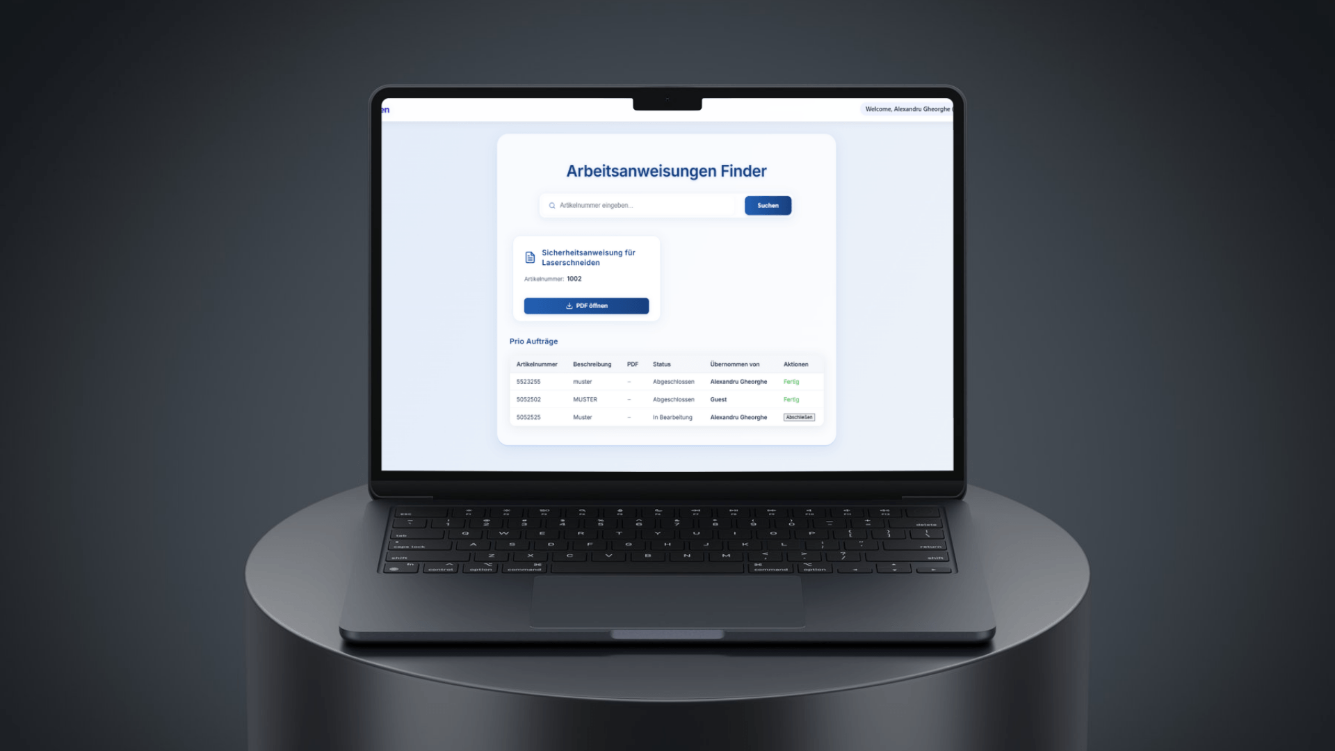 Moderne Webentwicklung Benutzeroberfläche