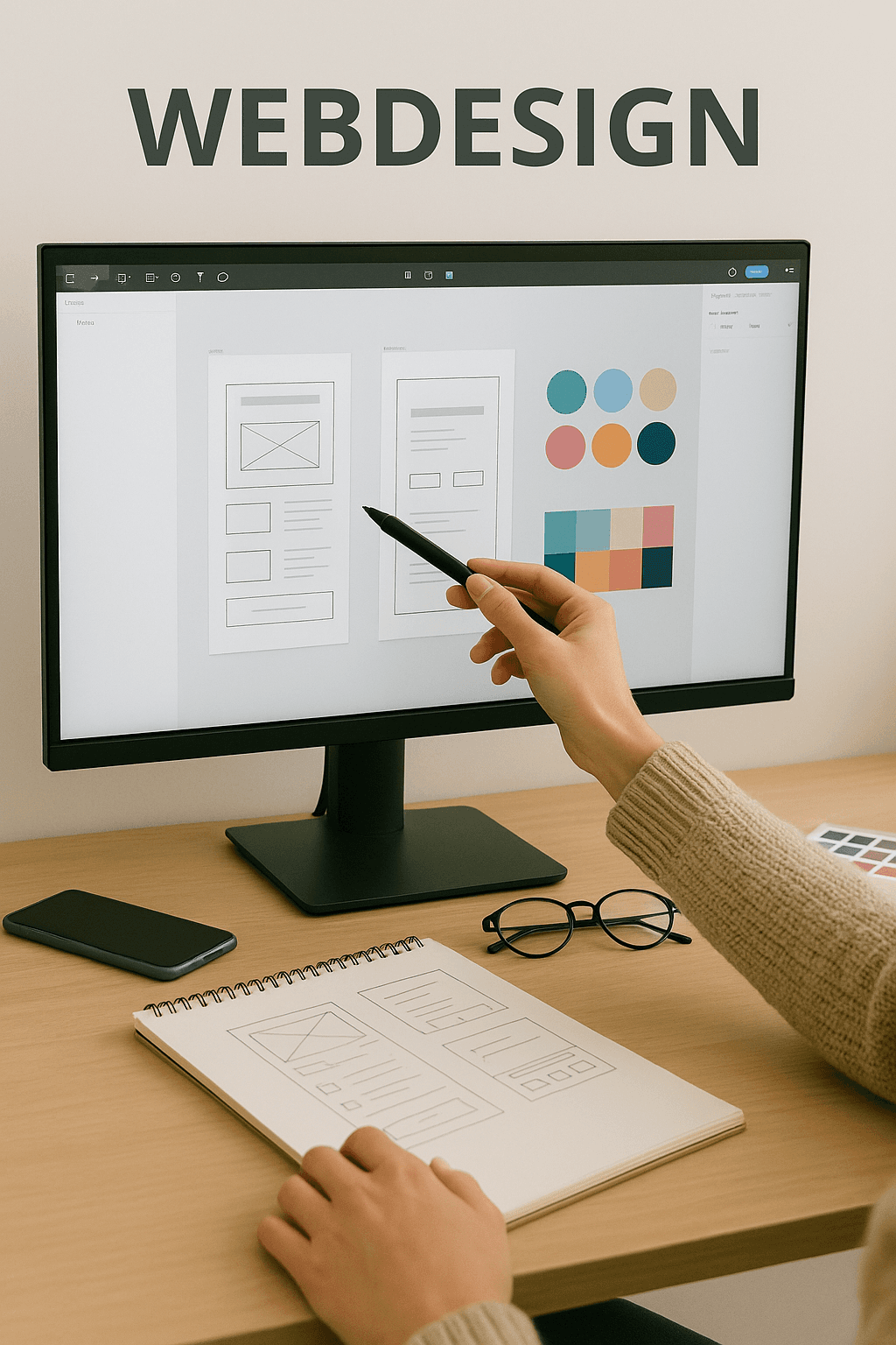Modernes Webdesign Beispiel auf Desktop und Mobilgerät