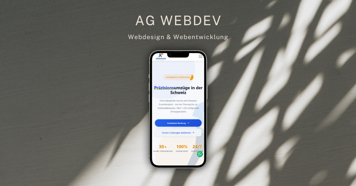 Homepage auf Smartphone – Oberholzer