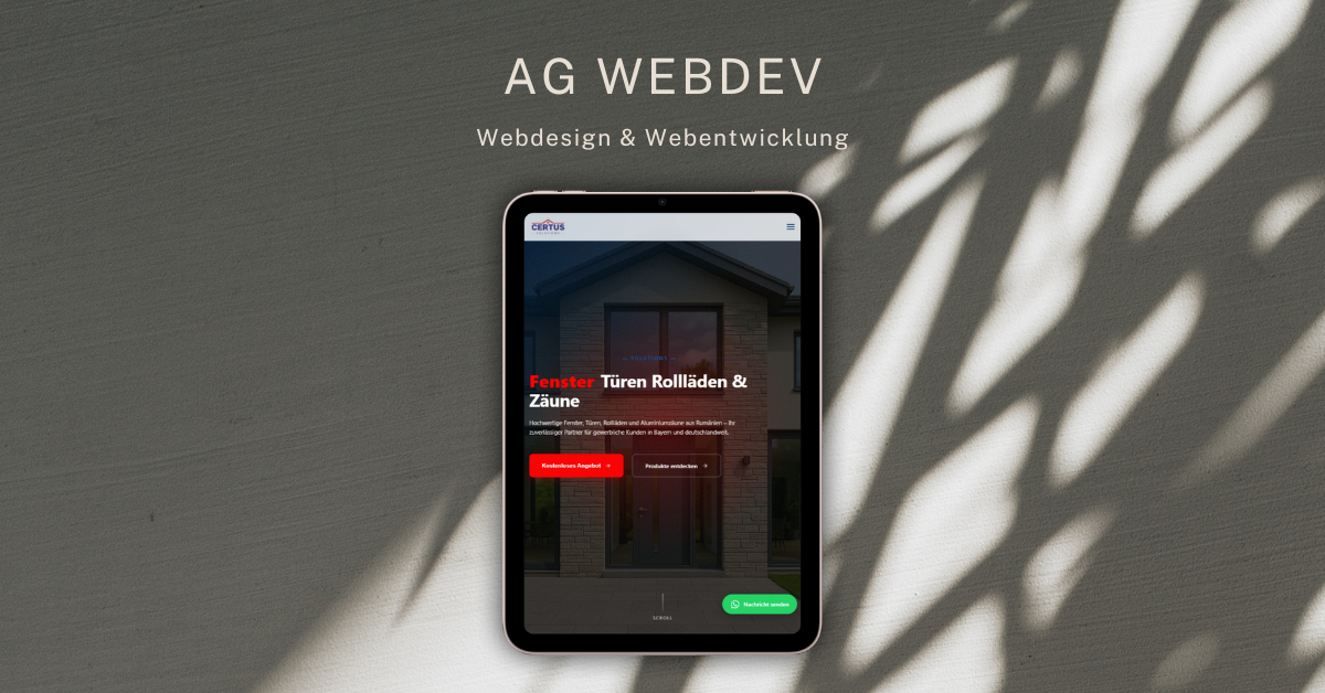 Homepage auf Tablet